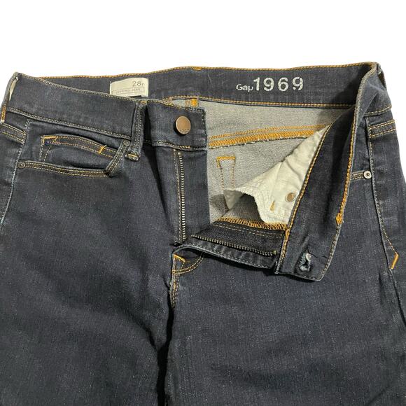 Gap 1969 Womens Jeans Size 28 Legging Jean Mid Rise Dark Wash Zip Fly Blue Denim - Picture 3 of 11